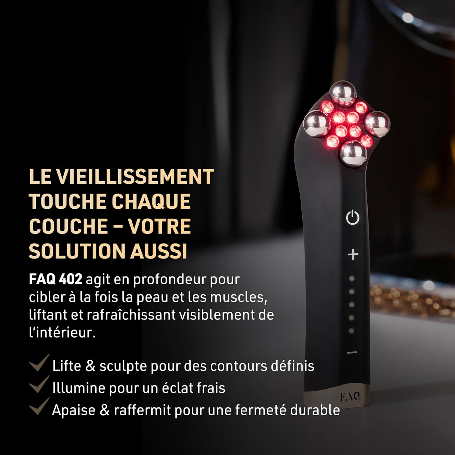 Thumbnail 1 de FAQ 402 Appareil lifting visage à double microcourant (électroporation & lumières rouge, bleue, infrarouge)
