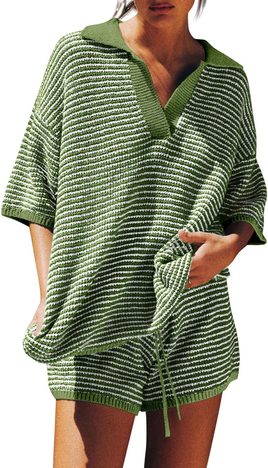 Detalle de Tankaneo Women's Sweater Set: 2-Piece Oversized Lounge Outfit with 3/4 Sleeves
