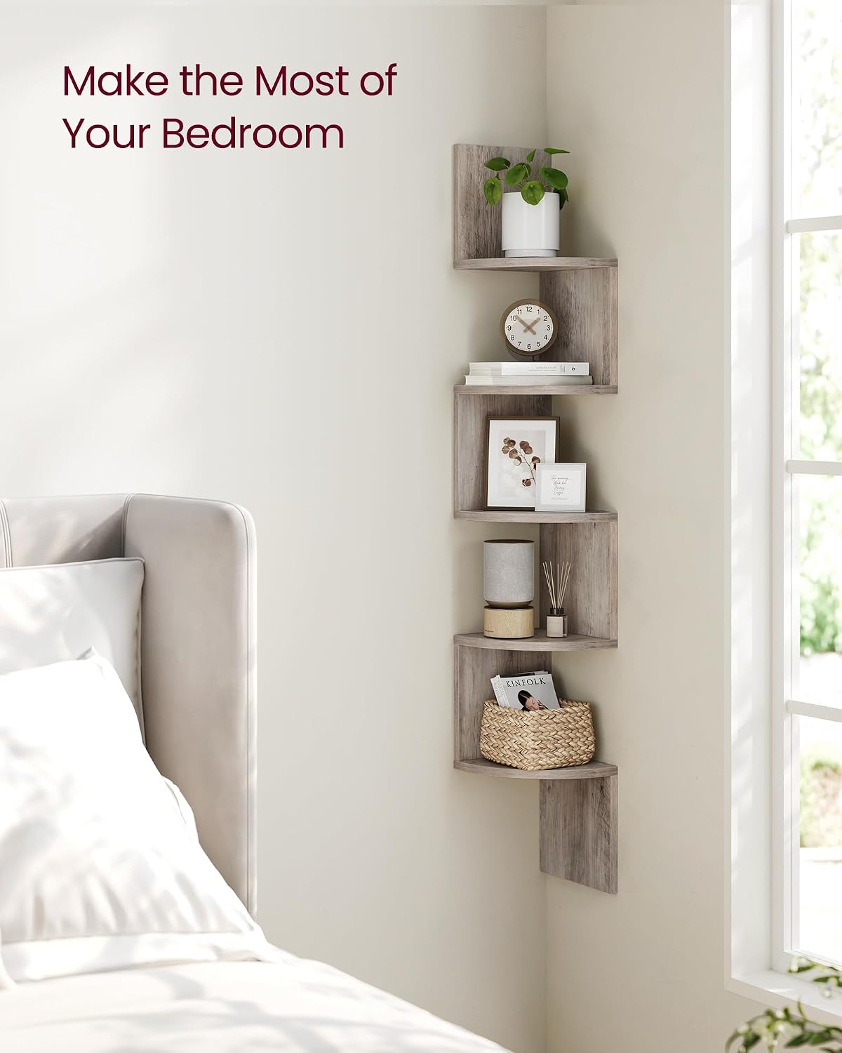 Detalle 2 de VASAGLE LBC072M01 5-tier corner shelf for home