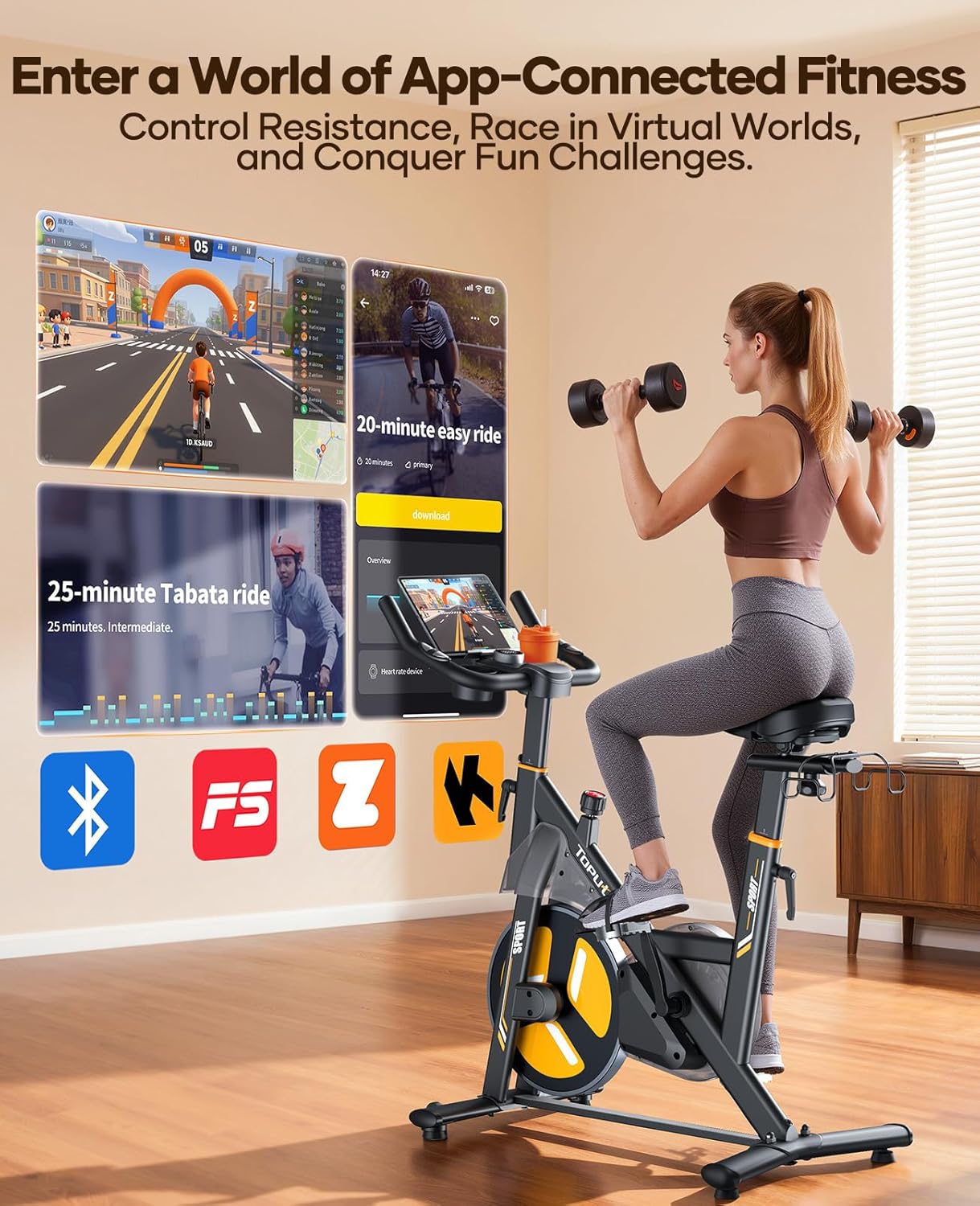 Thumbnail 3 de 2026 Toputure Exercise Bike with Touchscreen LCD Display