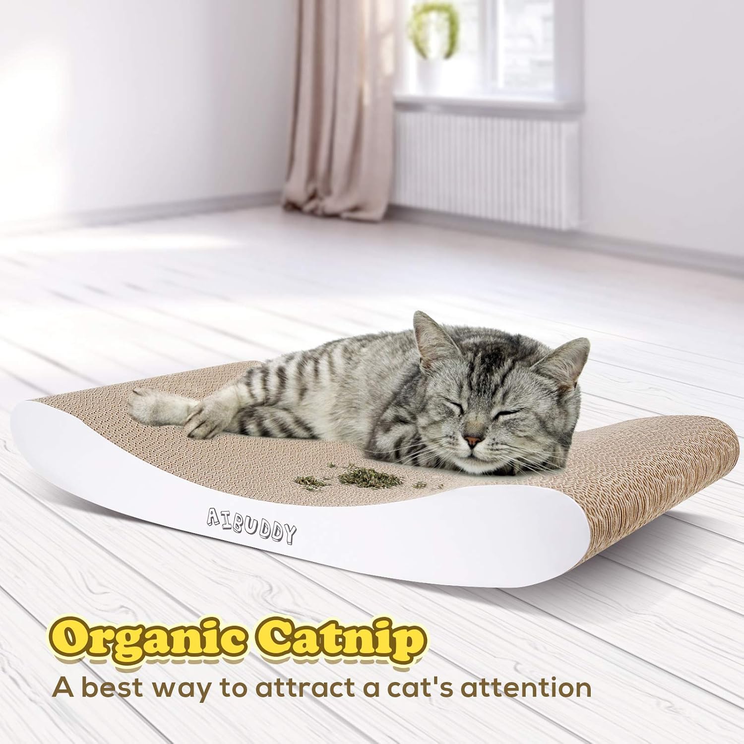 Thumbnail 4 de Aibuddy Cat Scratcher, Curve Scratching Pad Reversible Cardboard Lounge Bed with Organic Catnip [ 44x 25x 7cm, Superior Cardboard & Construction]
Aibuddy Cat Scratcher, Curve Scratching Pad Rev…
