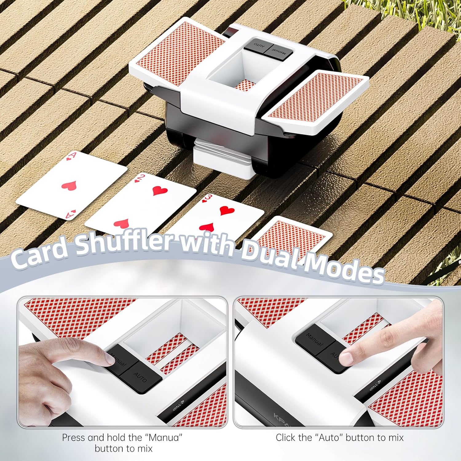 Thumbnail 4 de KPAW Automatischer Kartenmischmaschine „Weißer M1“ – elektrisch, wiederaufladbar, für 1–2 Kartenspiele
