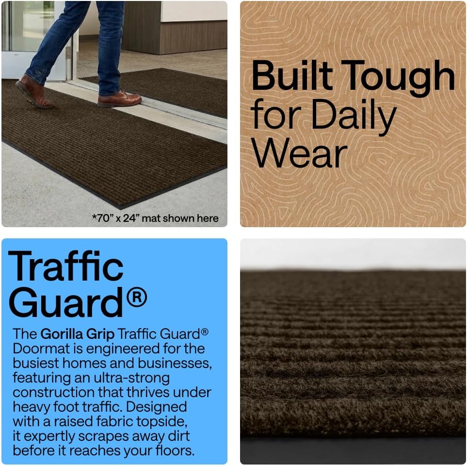 Thumbnail 2 de GORILLA GRIP Traffic Guard Indoor/Outdoor Door Mat, 47 x 35, Brown