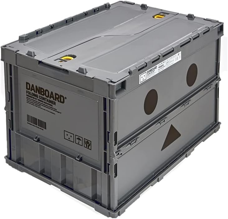 Detalle de トラスコ中山 TRUSCO TR-C50B-A-DNB-GY ダンボー折りたたみコンテナ 50L ロックフタ付き・グレー
