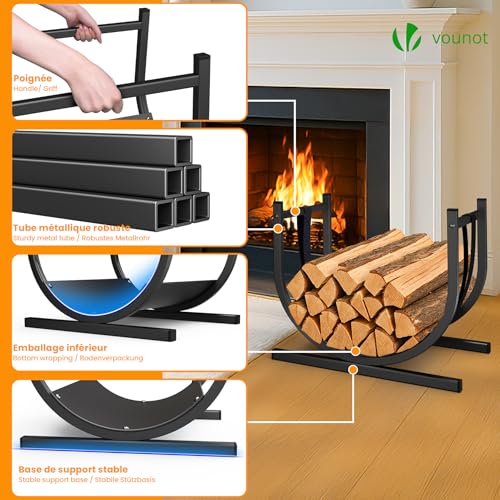 Thumbnail 6 de VOUNOT Portalegna da Interno a Forma di U con Cinghia di Sicurezza – 41x37x39,5 cm, Nero