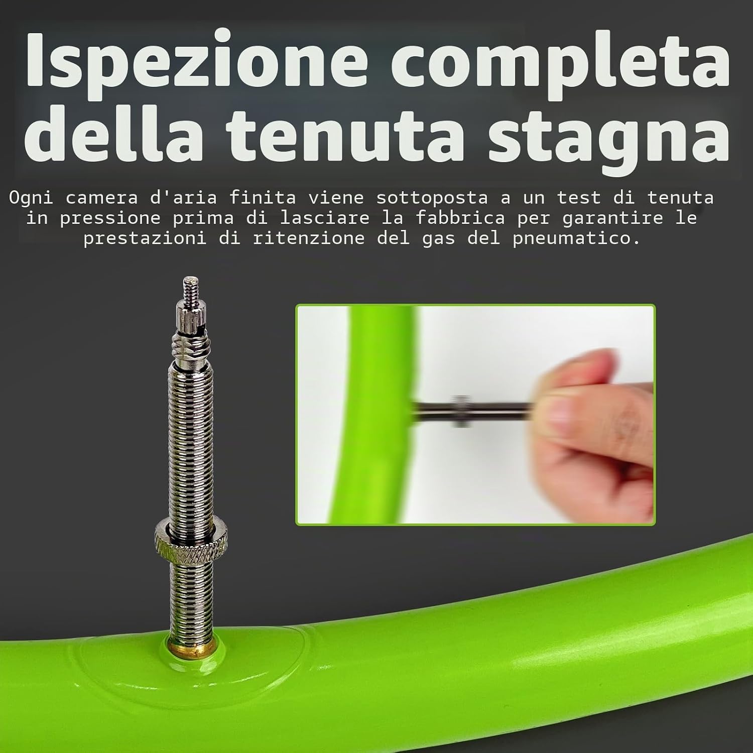 Detalle de CYCLAMI Camera d'aria in TPU per bici da strada 700C, 38 g, valvola in metallo 80 mm – kit 2 pezzi