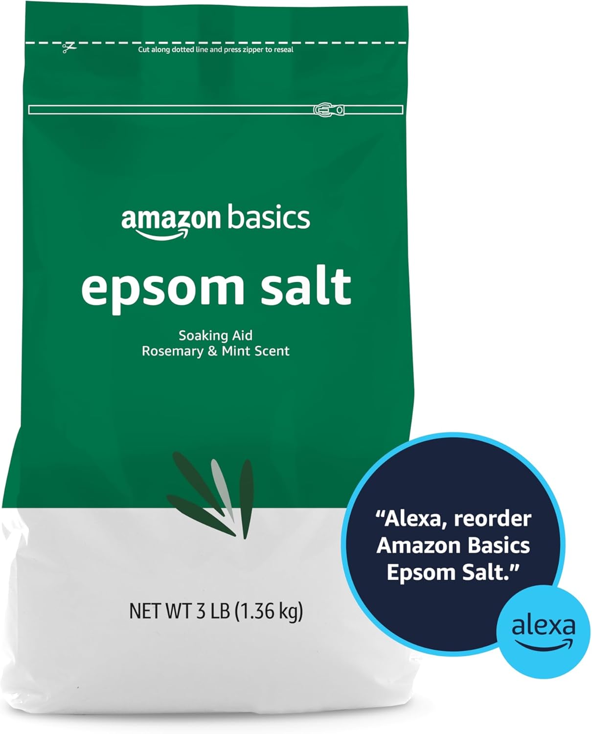 Thumbnail 4 de Amazon Basics Epsom Salt Soaking Aid with Rosemary & Mint, 3 lb resealable bag
