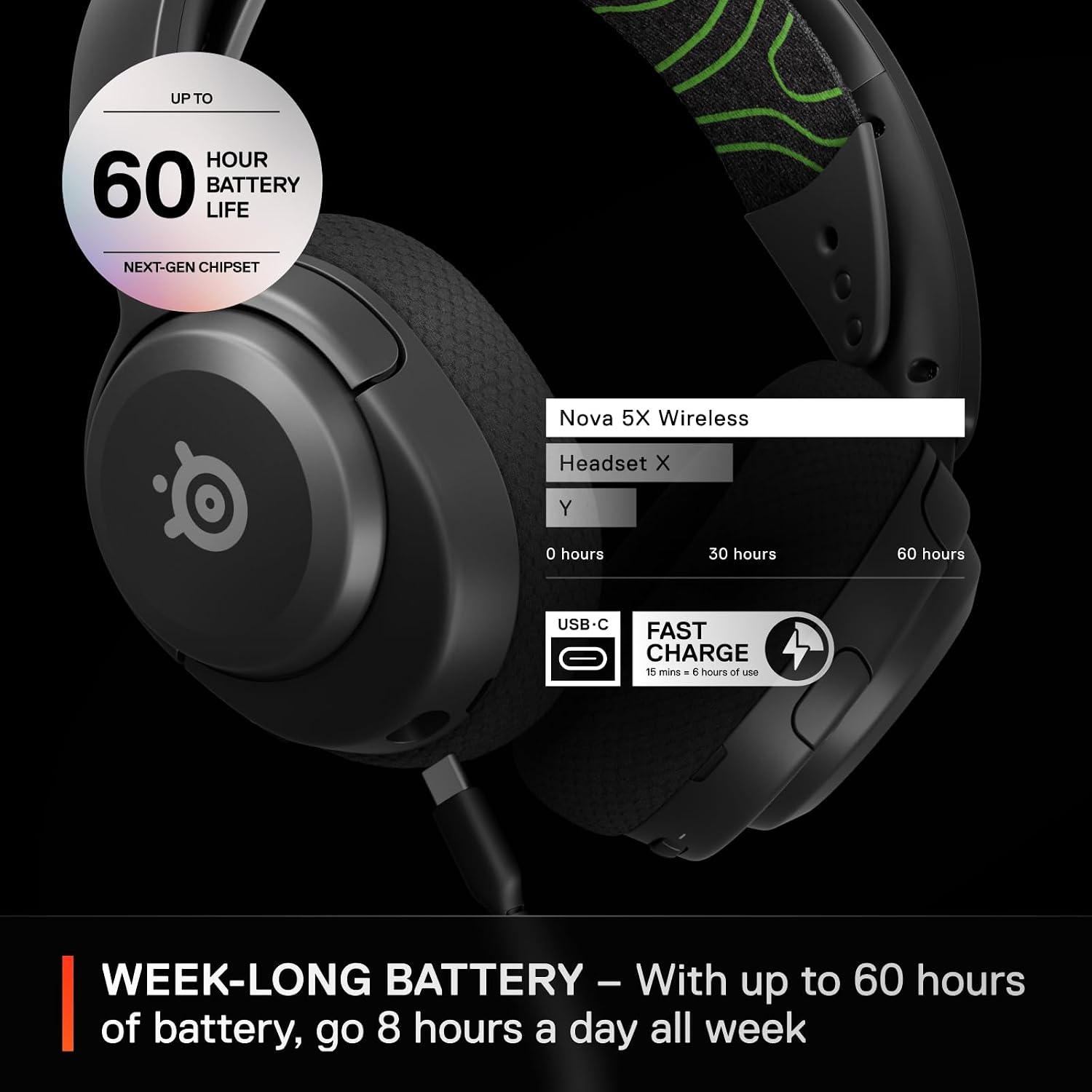 Thumbnail 4 de SteelSeries Arctis Nova 5X Wireless headset 60H battery
