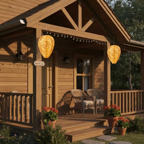 Detalle de com-four® 3 nidi finti per vespe: deterrente efficace per giardini e terrazze
