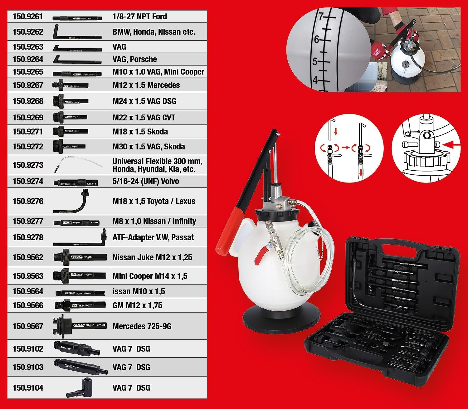 Thumbnail 1 de KS Tools 150.9105 Universal Getriebeöl-Füllsystem-Satz 23-tlg