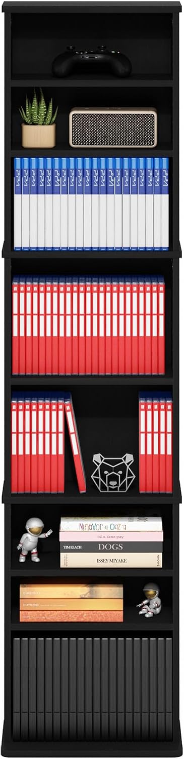 Thumbnail 4 de Furinno Jaya 9-Shelf Tall Narrow DVD Shelf: Adjustable Media Storage in Dark Americano