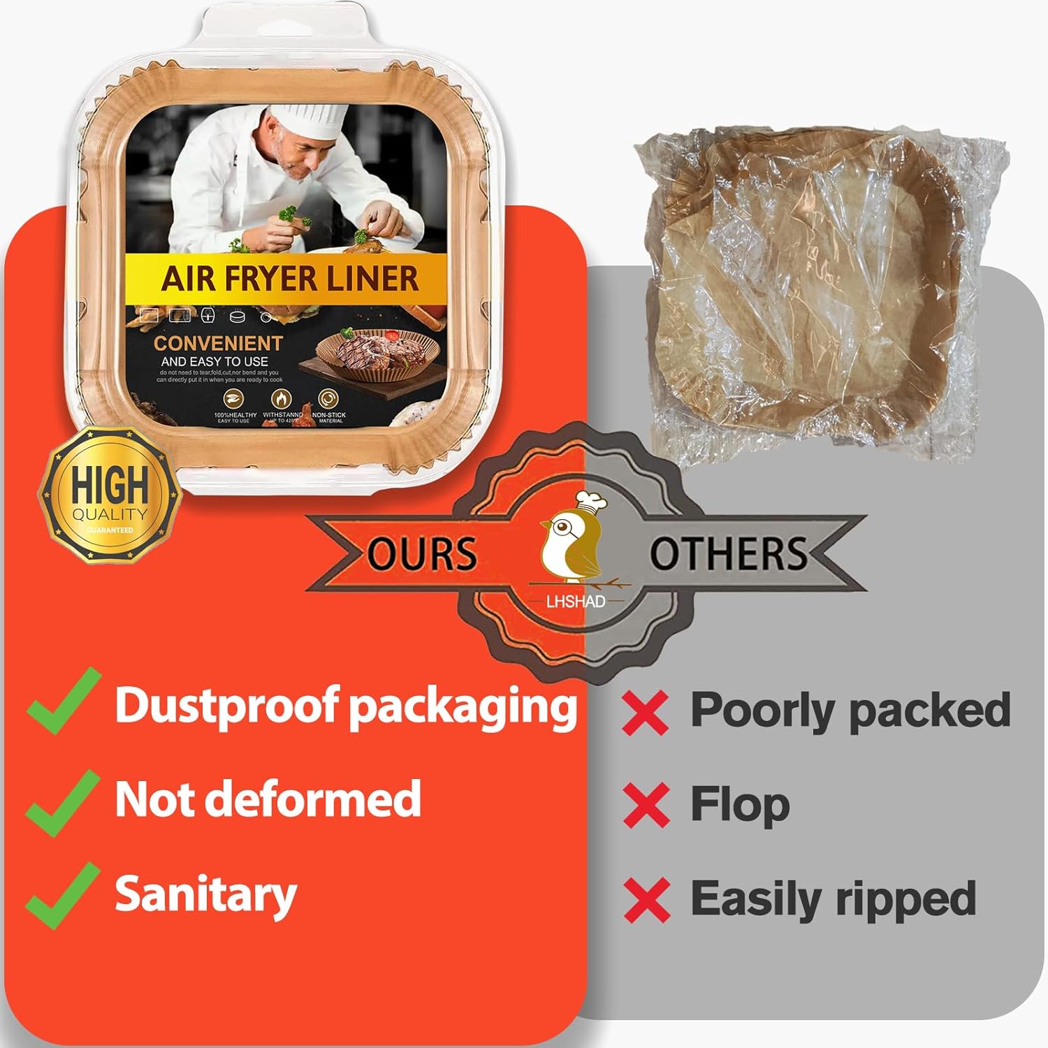 Thumbnail 3 de Disposable Air Fryer Liner Liners (9 Inch, Square) — Parchment Paper for 5–8 Quart Air Fryers, 125 Pack