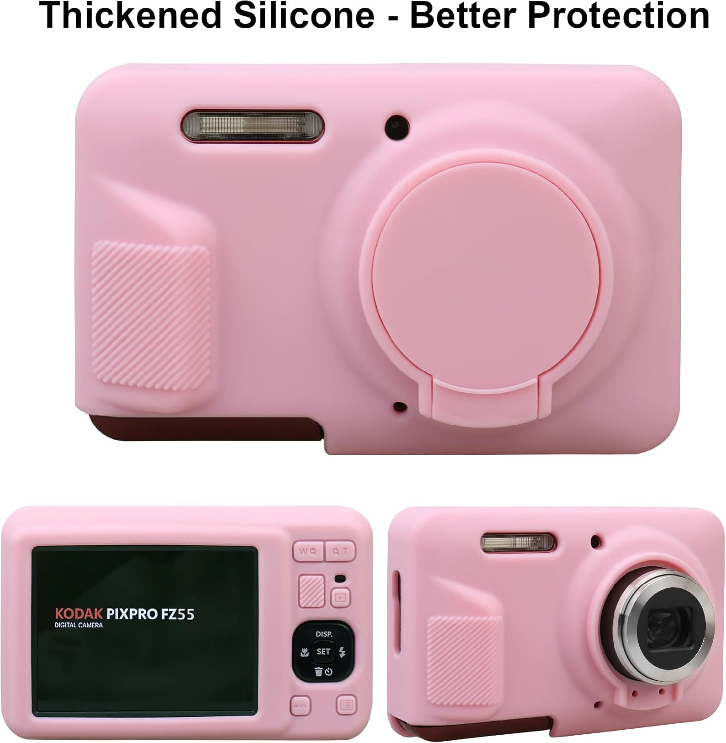 Thumbnail 2 de Elonbo Silicone Case for Kodak PIXPRO FZ55 — Soft, Protective Snap-On Cover (Pink)