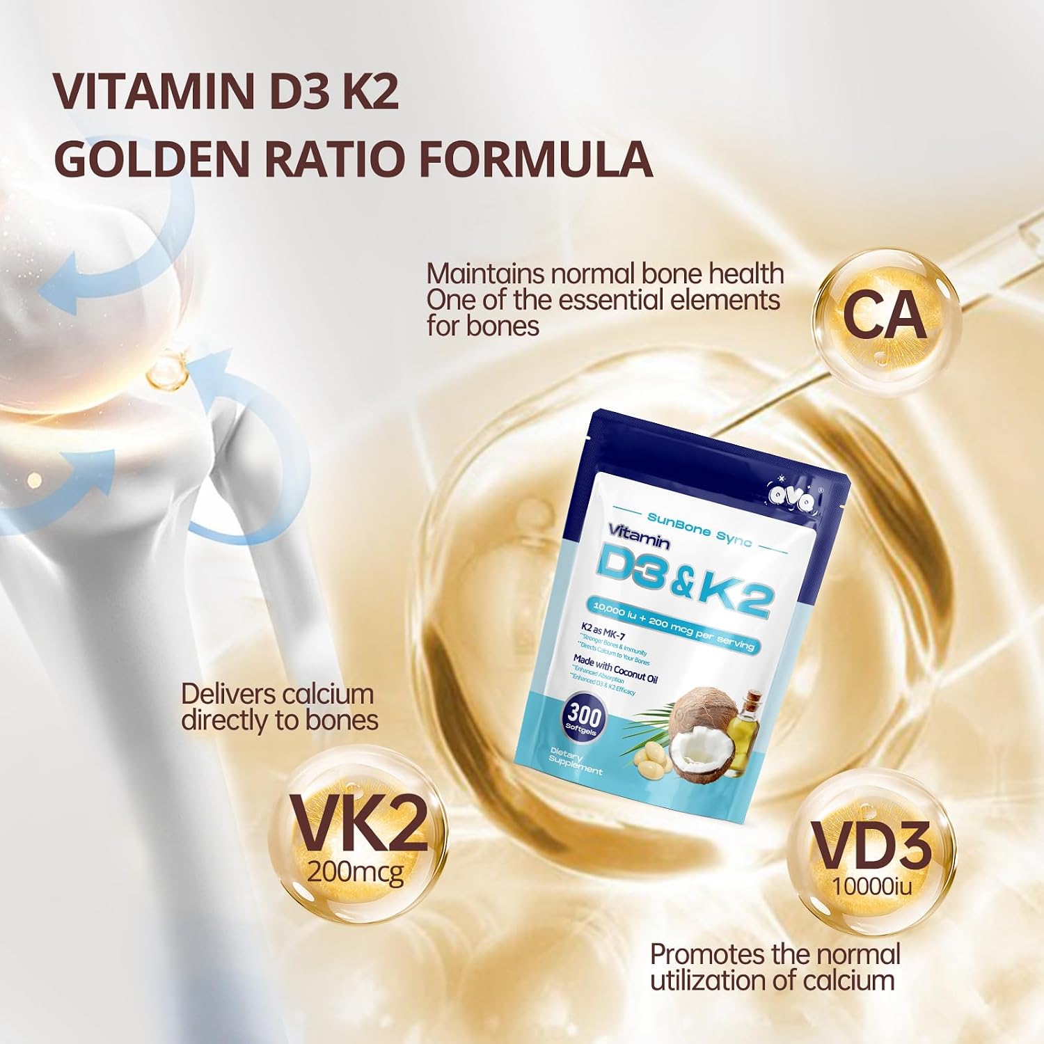 Detalle 1 de QVQ Vitamin D3 + K2 Softgels