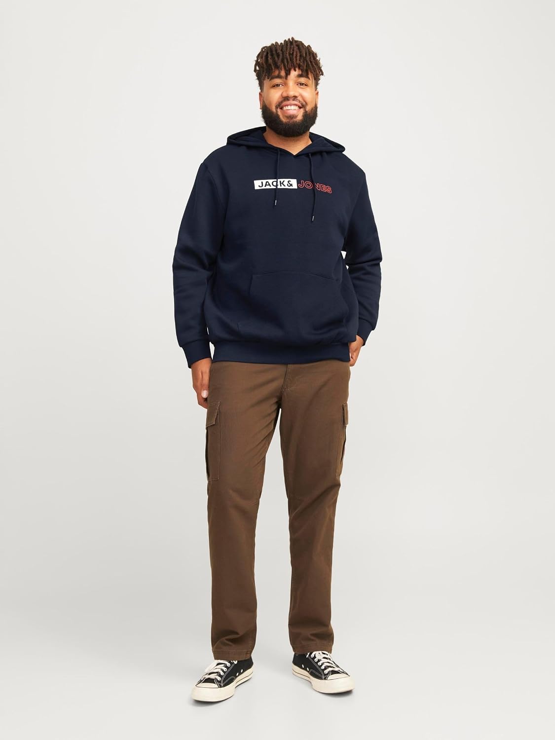 Detalle 2 de JACK & JONES Jjecorp sweat à capuche homme en coton/polyester (navy blazer) avec logo