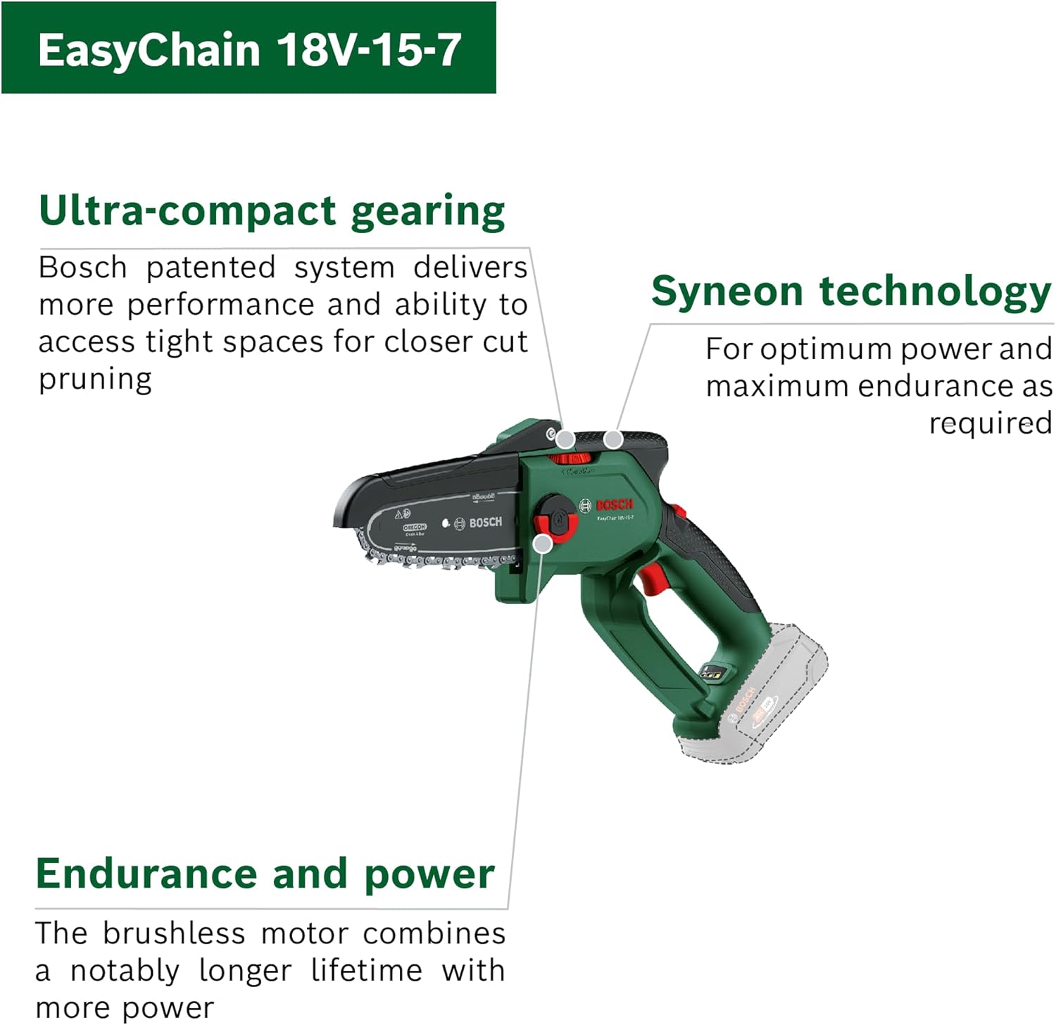 Thumbnail 2 de Bosch EasyChain 18V Mini Chain Saw (18V-15-7) with 2.5Ah Battery & Charger
