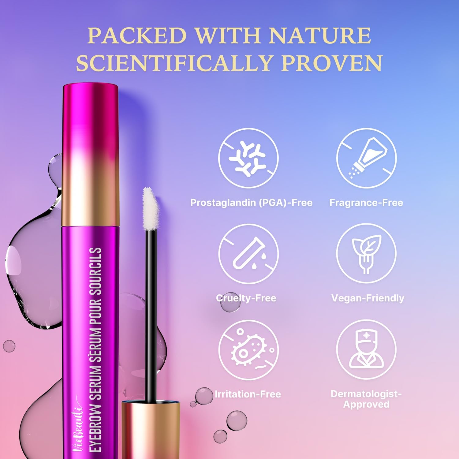Detalle de VieBeauti Eyebrow Growth Serum (3 mL) for Longer, Fuller, Thicker-Looking Brows
