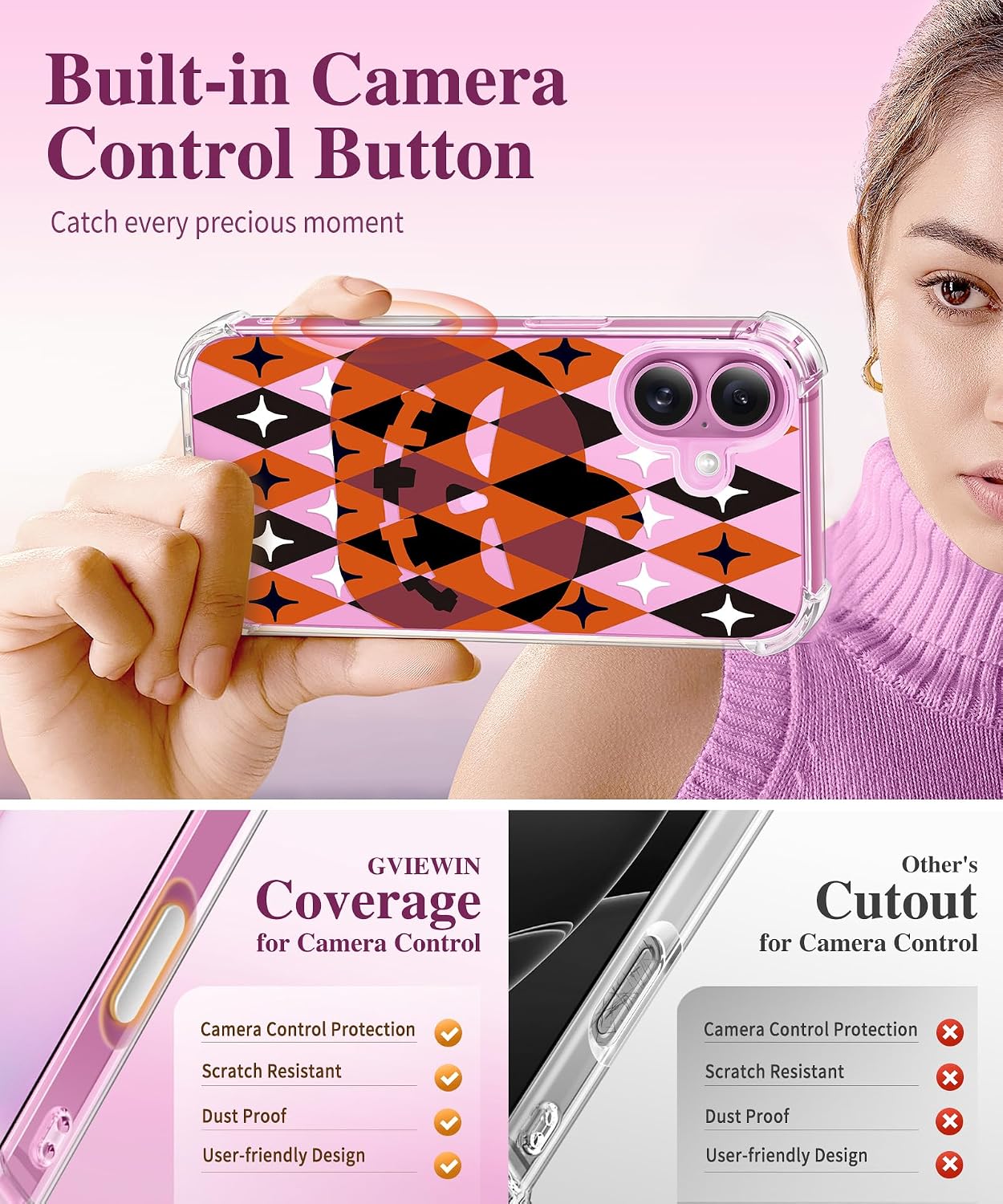 Detalle 1 de GVIEWIN iPhone 16 Case 6.1-inch