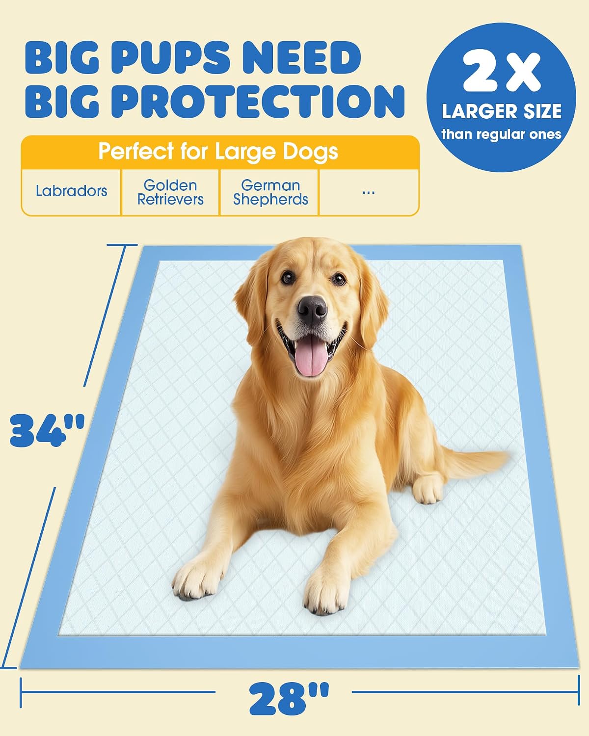 Thumbnail 5 de Powools 50-Pack Extra Large Pee Pads (34" x 28") with 6-Layer High Absorbency and Leakproof Protection
