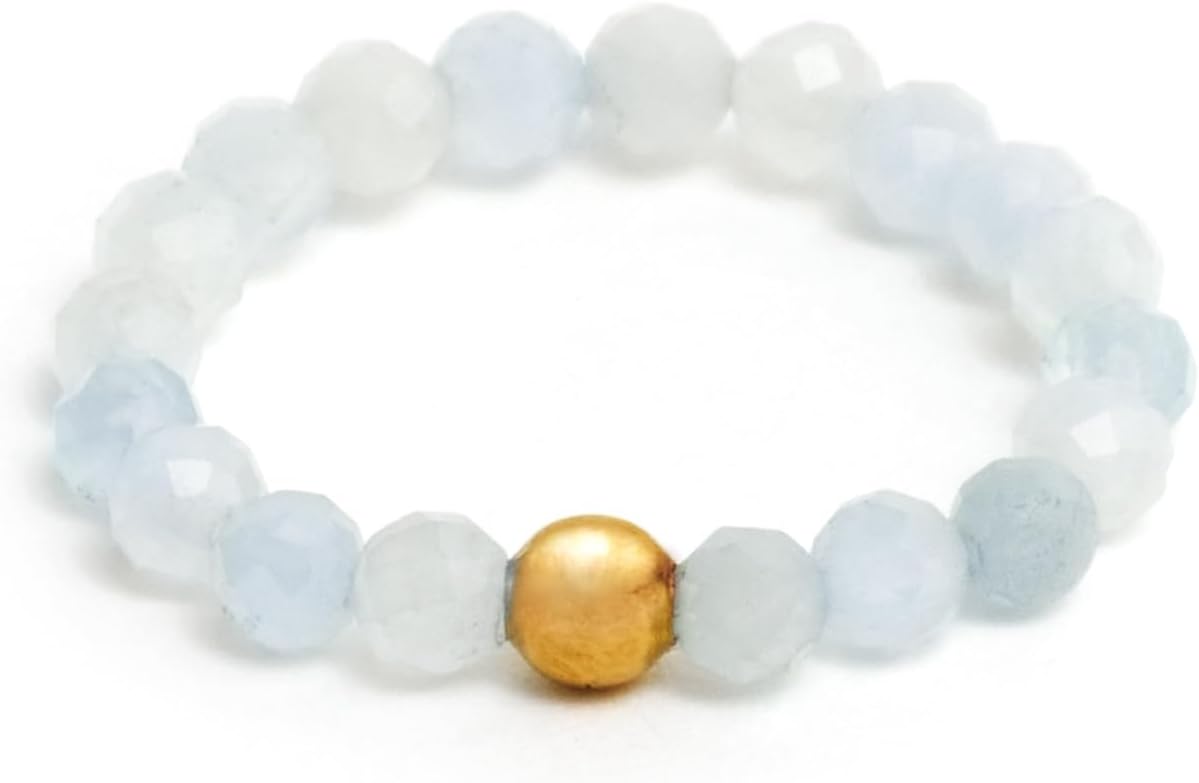 Thumbnail 6 de BERGERLIN Echter Naturstein Perlen Ring – Unisex Bergkristallring mit vergoldeter Perle, EPI‑Zertifikat