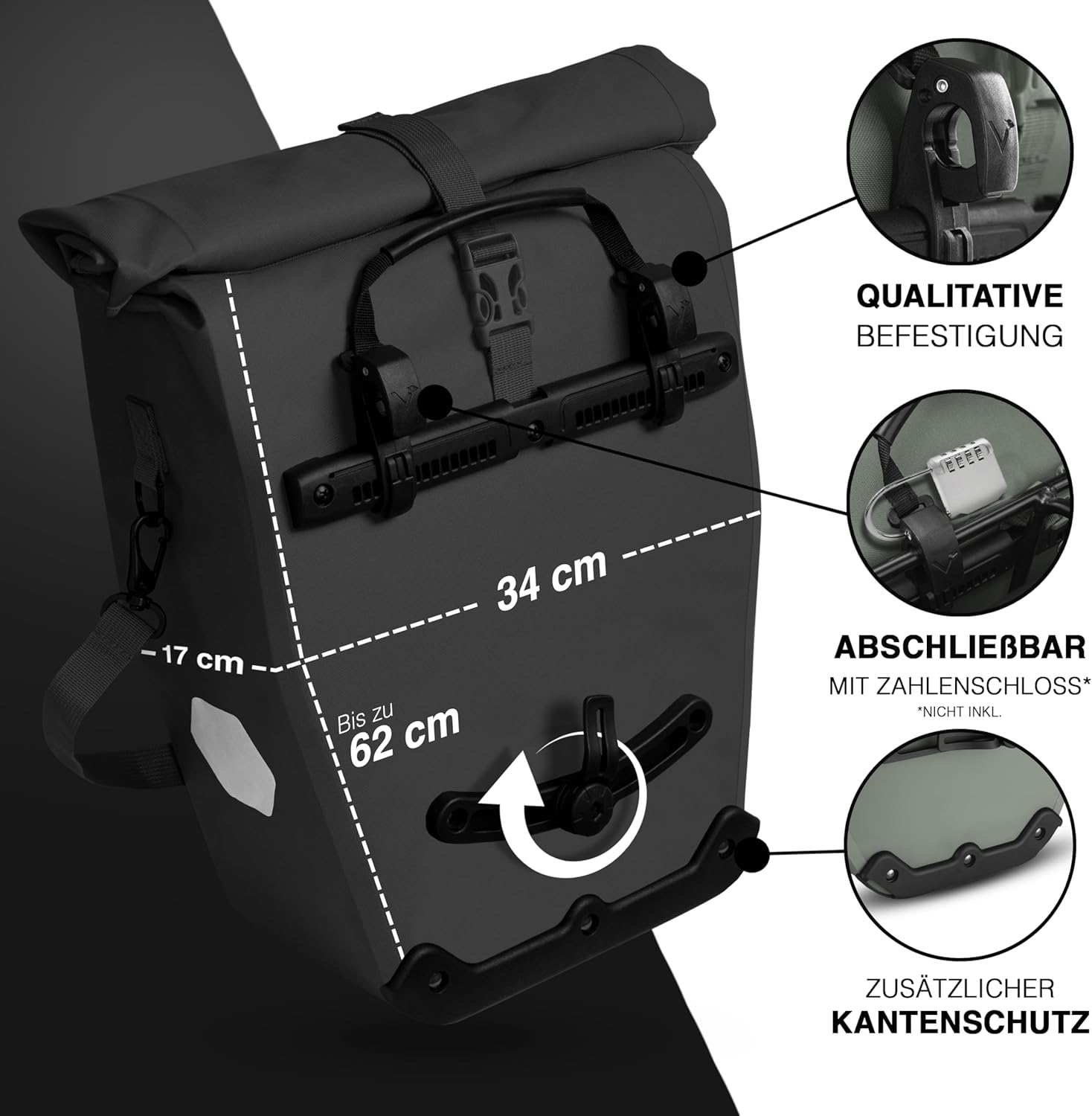 Detalle 2 de Valkental Große 28L Gepäckträgertasche