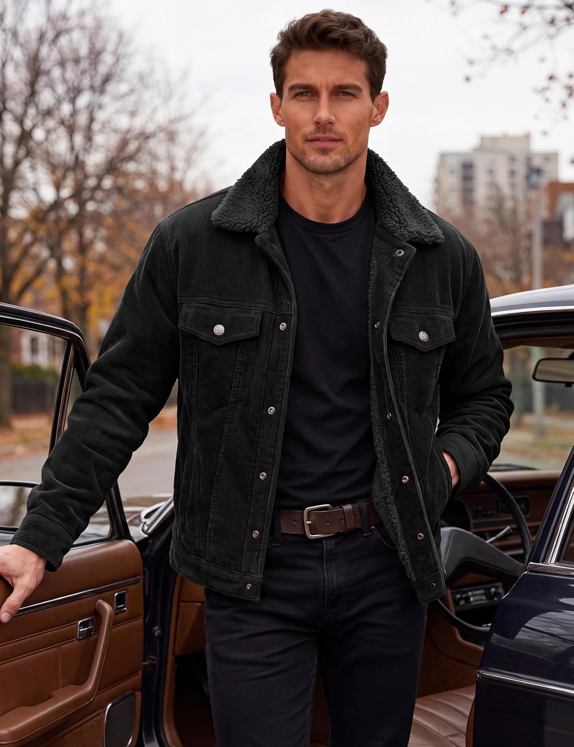 Thumbnail 1 de MAGCOMSEN Men's Sherpa-Lined Corduroy Jacket with 5 Pockets