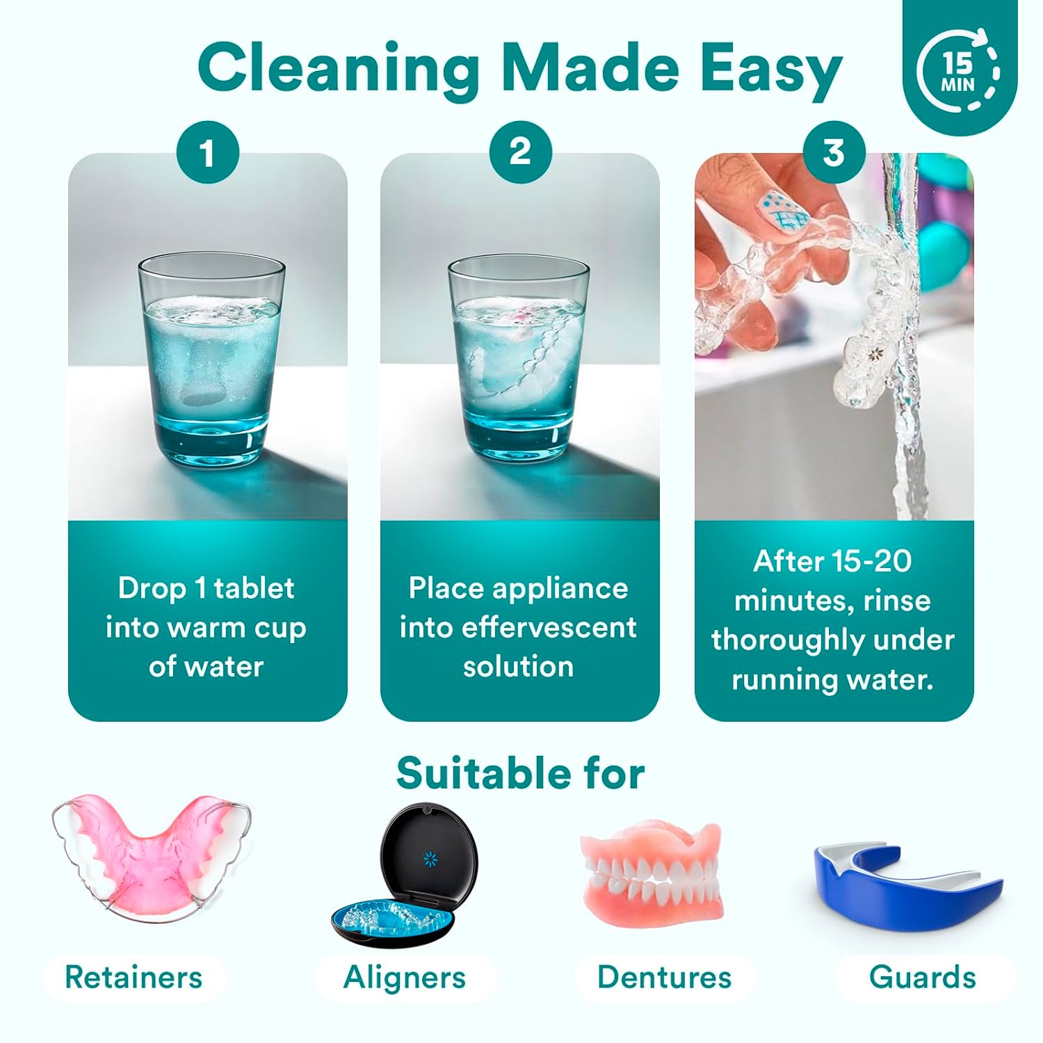 Thumbnail 4 de B. Weiss Naturals Retainer Cleaner Tablets for Invisalign & Night Guards (60 Mint Tablets)