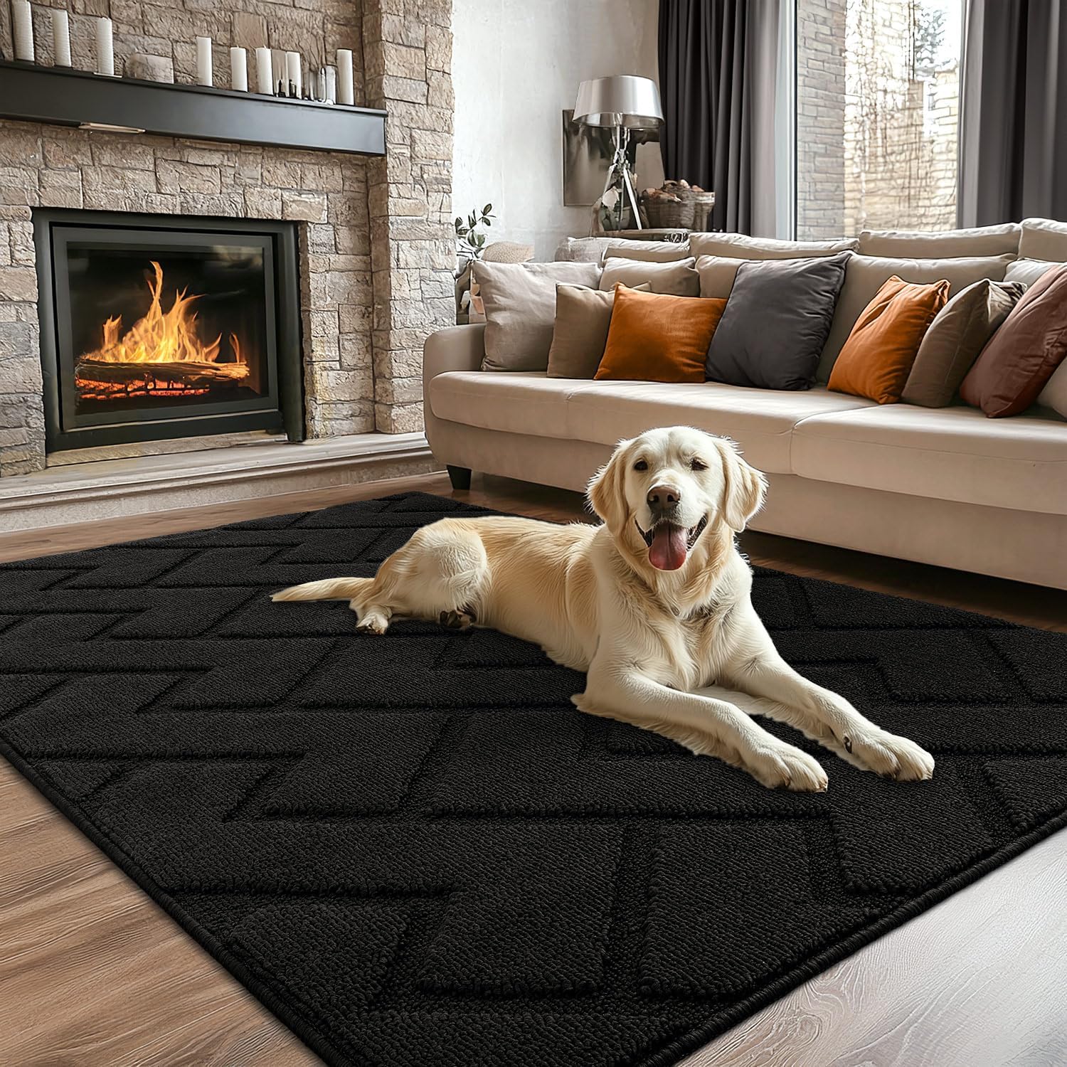 Detalle de Biscpro Door Mat 119x180cm – indoor washable non-slip dirt-trapper for entryways