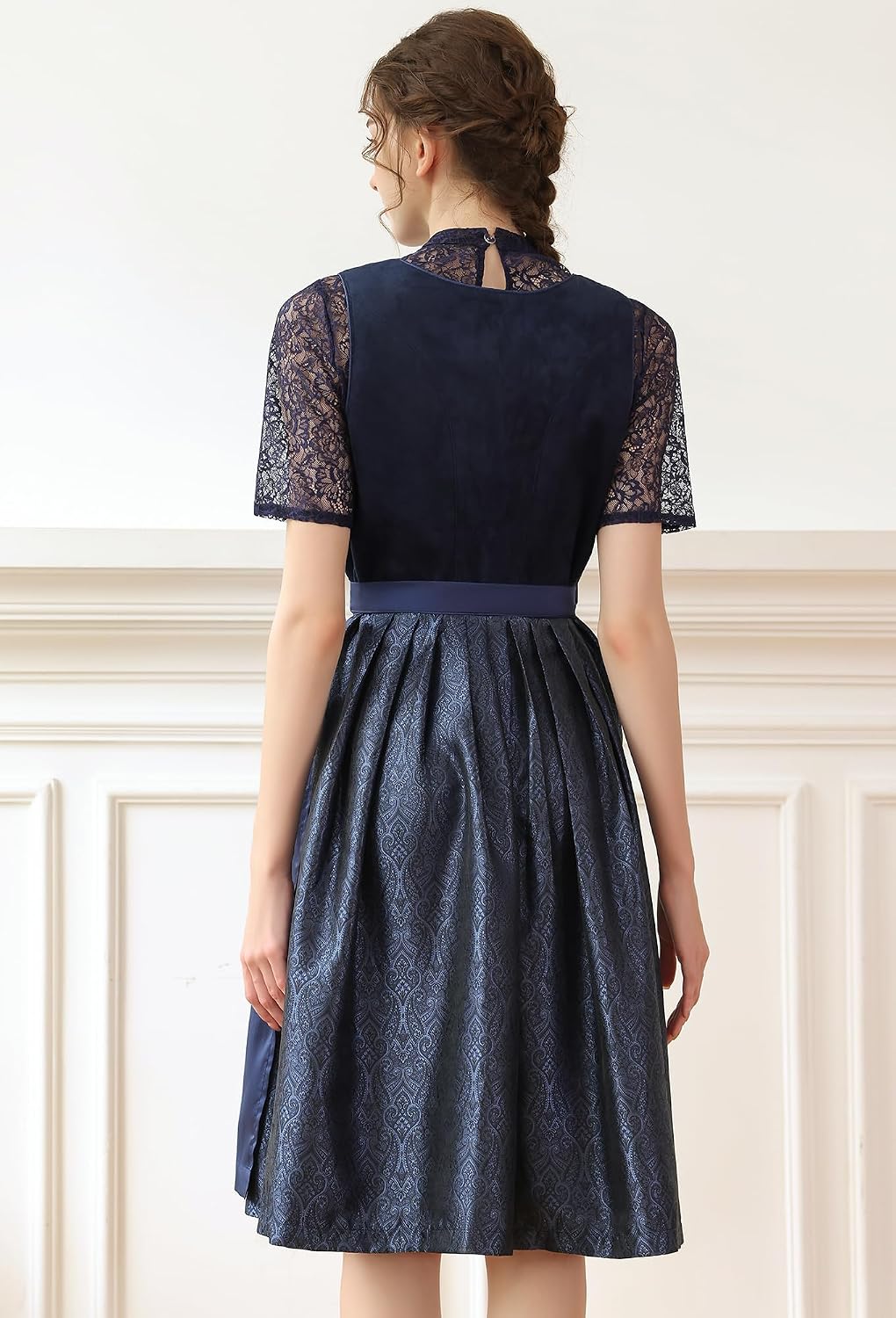 Detalle de EIISSION Dirndl Damen midi Lang – 3-teiliges Trachtenset in Blau
