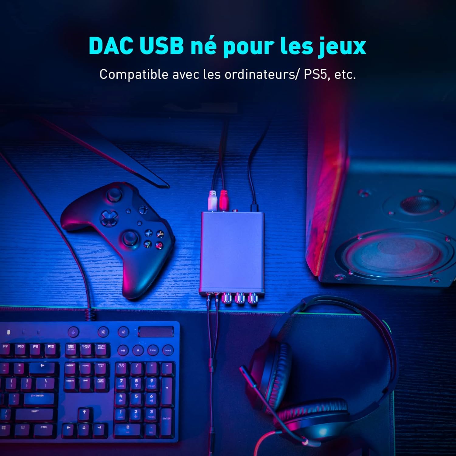 Thumbnail 5 de Fosi Audio K5 Pro : Amplificateur casque USB-C DAC HiFi pour PS5/PC/MAC avec sortie AUX/RCA