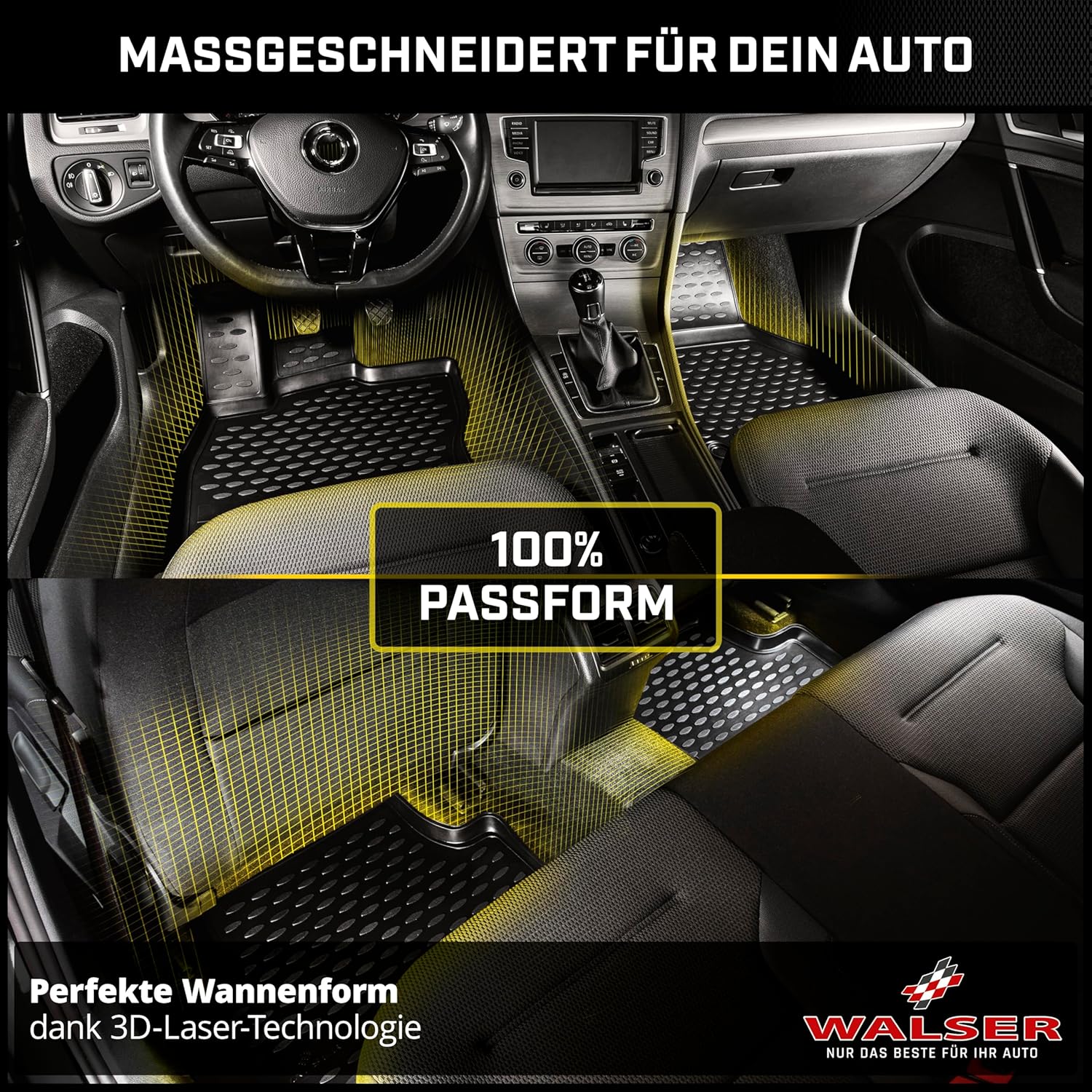 Detalle de WALSER Tapis de Sol sur Mesure XTR en Caoutchouc pour VW eGolf 2014-2021