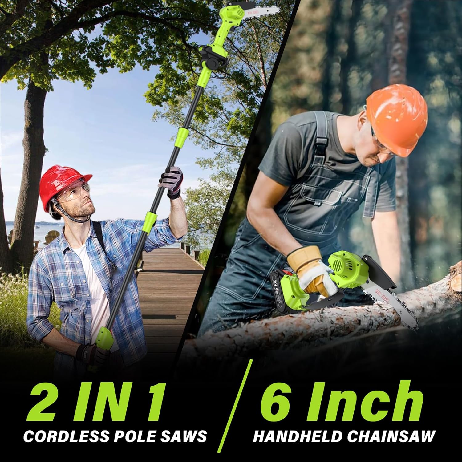 Thumbnail 2 de Cordless Pole Saw 12.47Ft: 2-in-1 Long Reach Saw & Handheld Chainsaw (6'')
