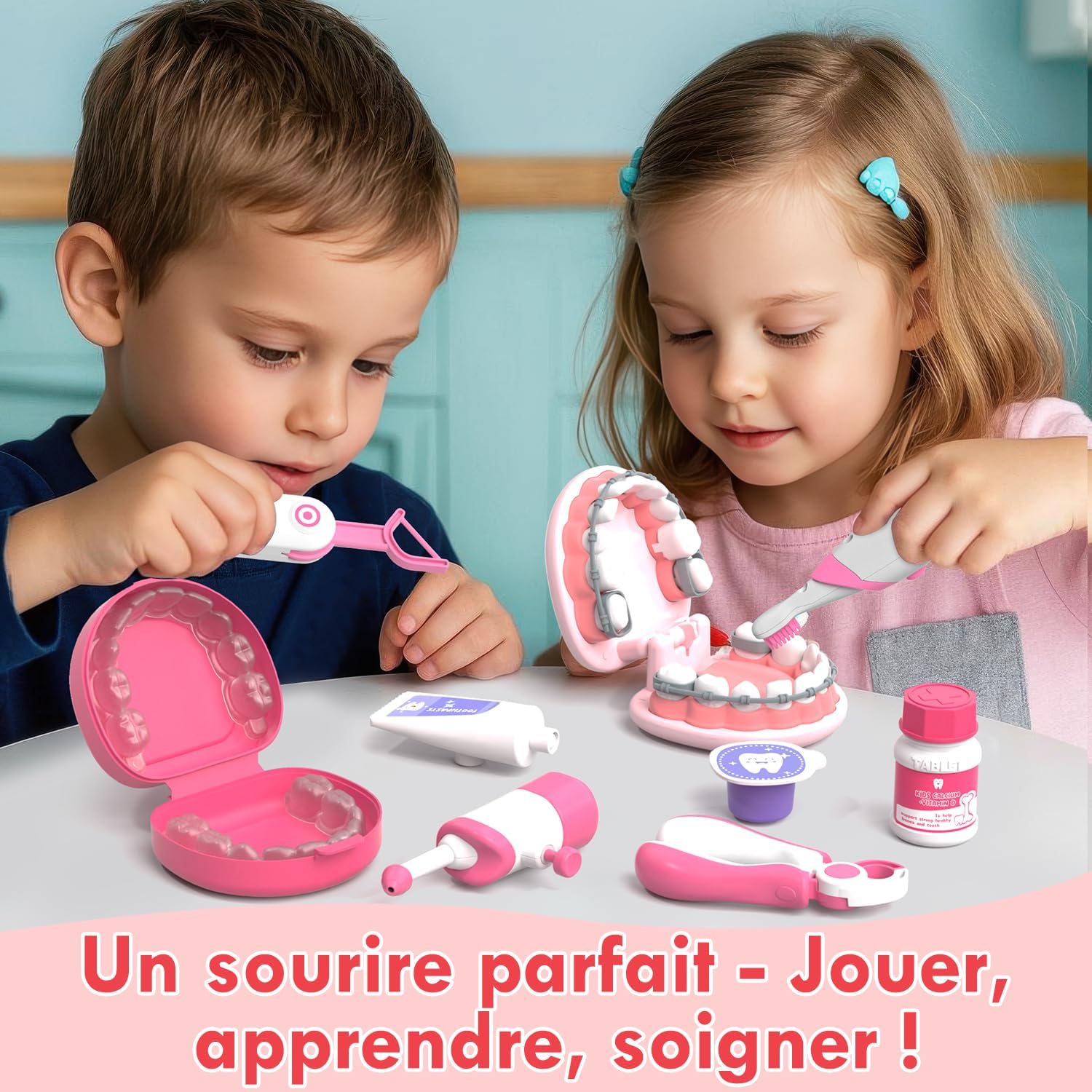 Thumbnail 5 de Lehoo Castle Malette Docteur Enfant – Kit de dentiste pour enfants (3 à 8 ans, rose)