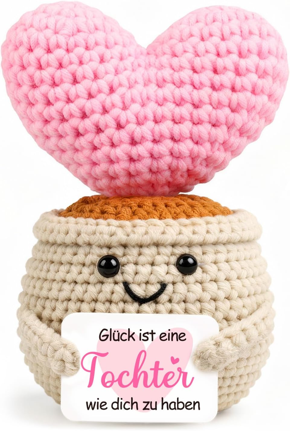 Detalle de Giftota Geschenk für Tochter von Mama – Handgehäkeltes Pocket Hug Herz mit Botschaft