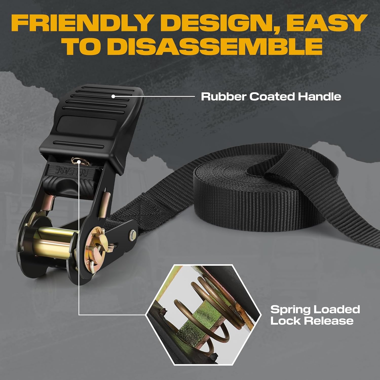 Thumbnail 2 de IAZZCO Heavy Duty Ratchet Straps (2 Pack) 6 m x 25 mm with Cam Buckle for motorcycles, cars, trailers