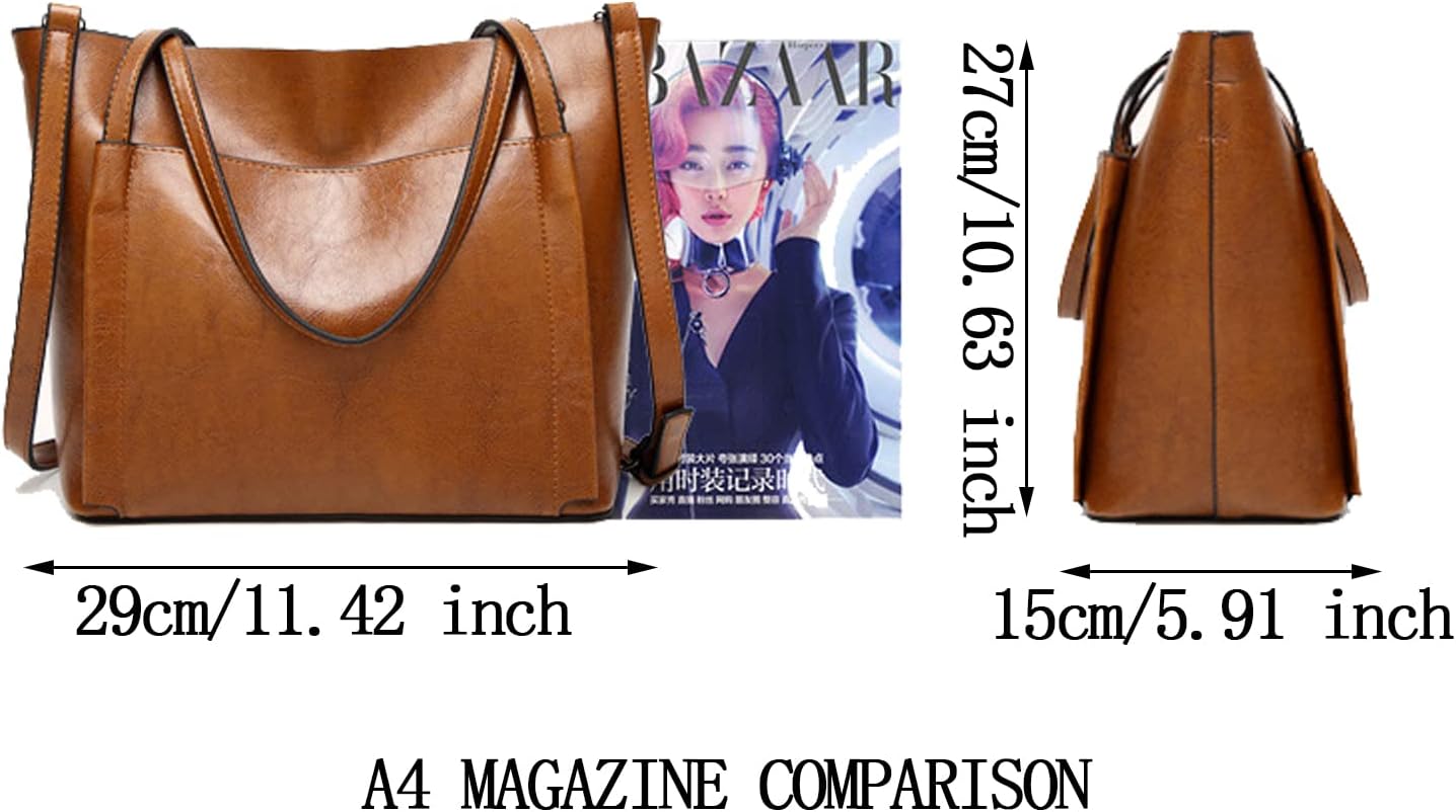 Detalle de Aileese Women's Soft PU Leather Handbags: Large Capacity Retro Tote
