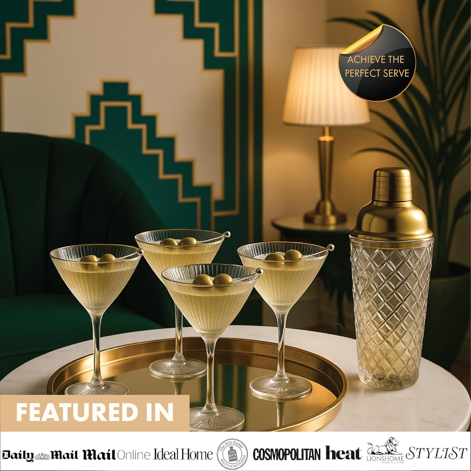 Thumbnail 5 de VEMACITY Ribbed Espresso Martini Glasses 7.4oz 🍸
