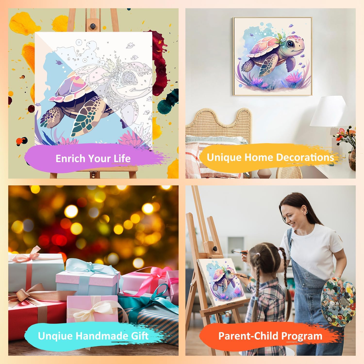 Thumbnail 6 de Mandun Art Turtle Paint by Numbers Kit