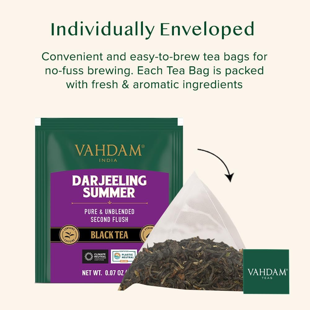 Thumbnail 4 de VAHDAM Tè Nero Darjeeling Secondo Flush (30 Bustine) – Alto Tenore di Caffeina, Forte e Aromatico