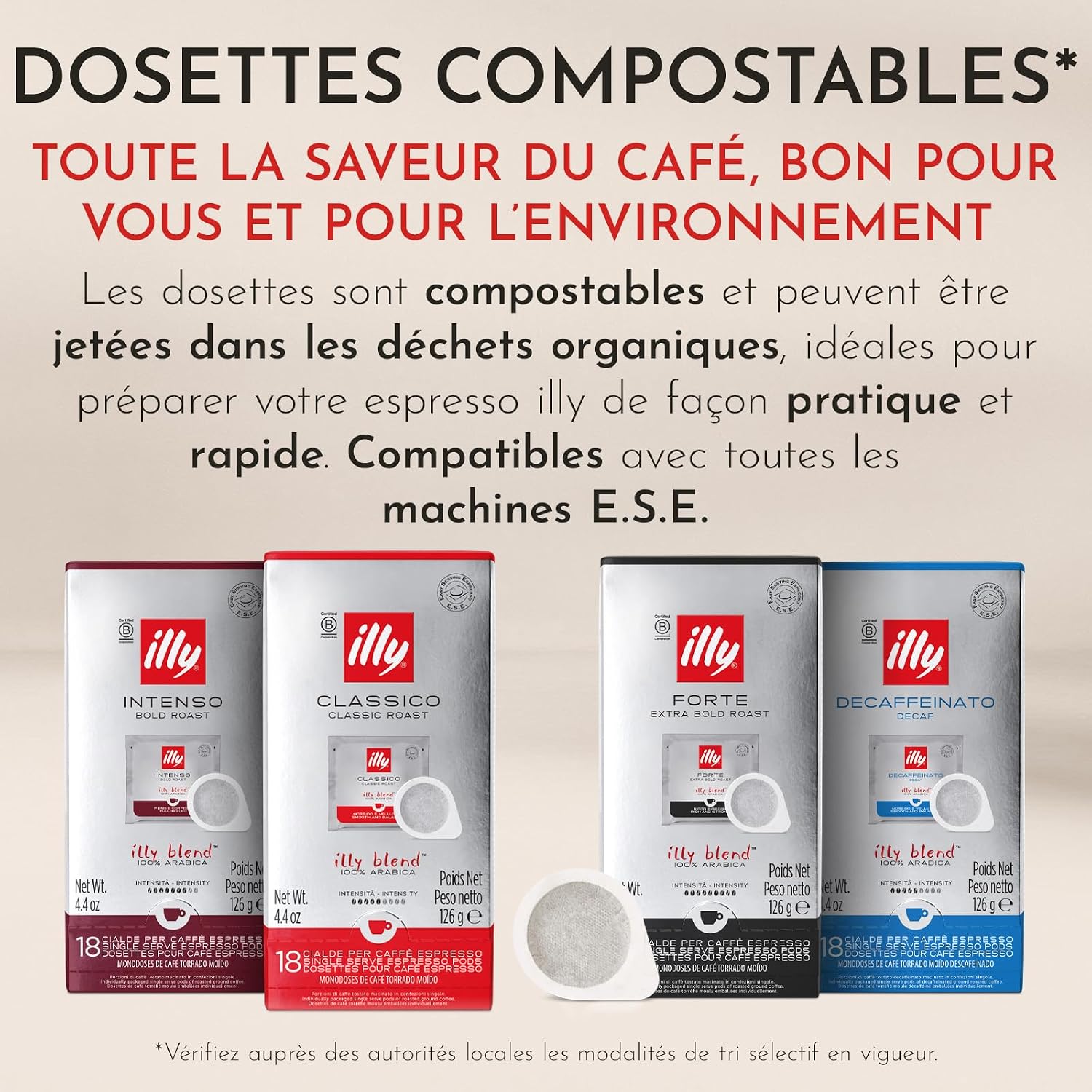 Detalle de illy Café en Dosettes E.S.E Monodose Classico – 100% Arabica, notes fleur d’oranger et jasmin