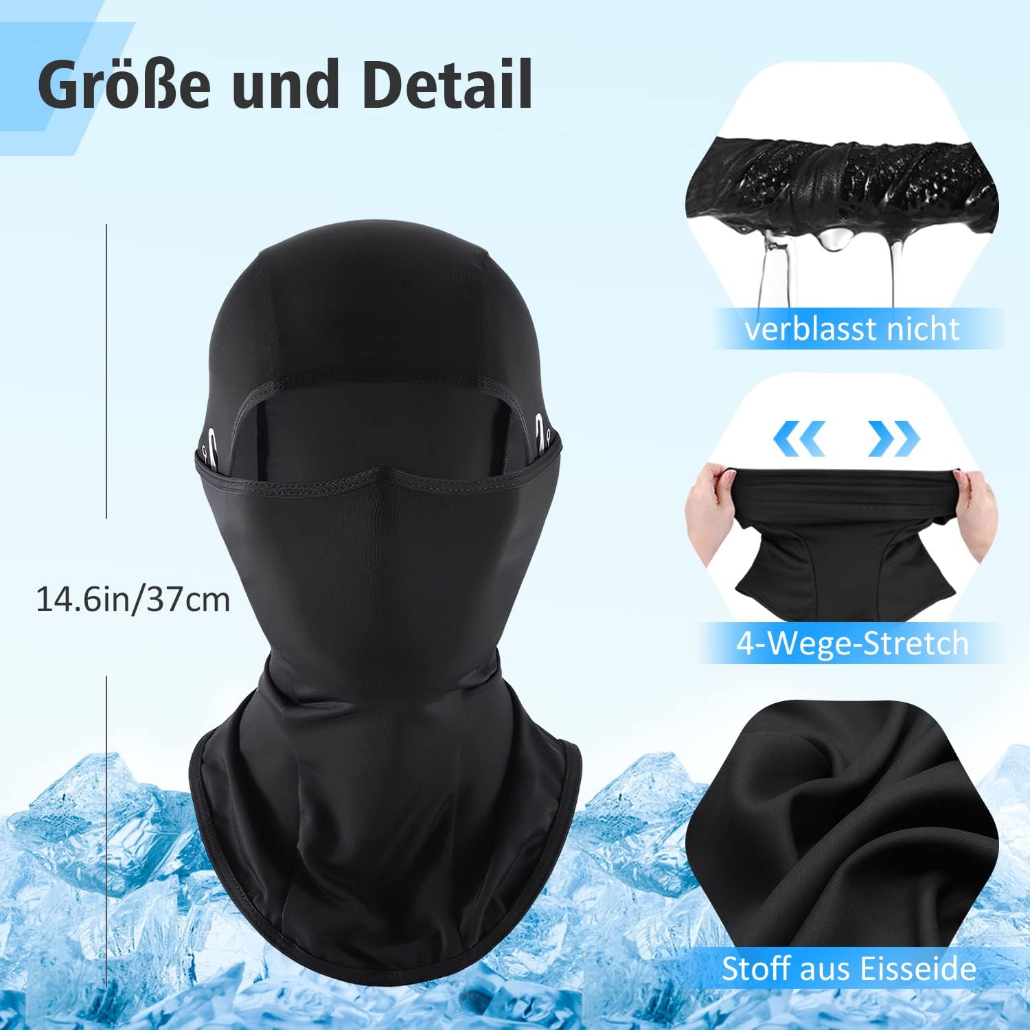 Detalle 2 de HEGCOIIE Sommer-Sturmhaube für Herren und Damen – kühlende Eisseide, UV-Schutz und atmungsaktiv