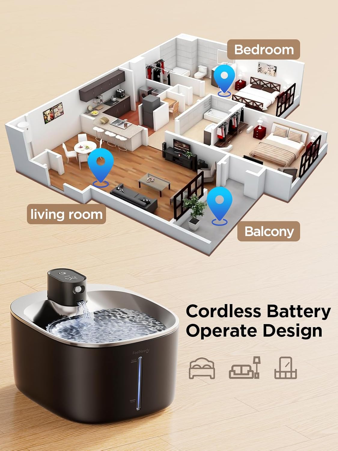 Thumbnail 4 de FEELNEEDY YPD-C004P 4L battery pet fountain