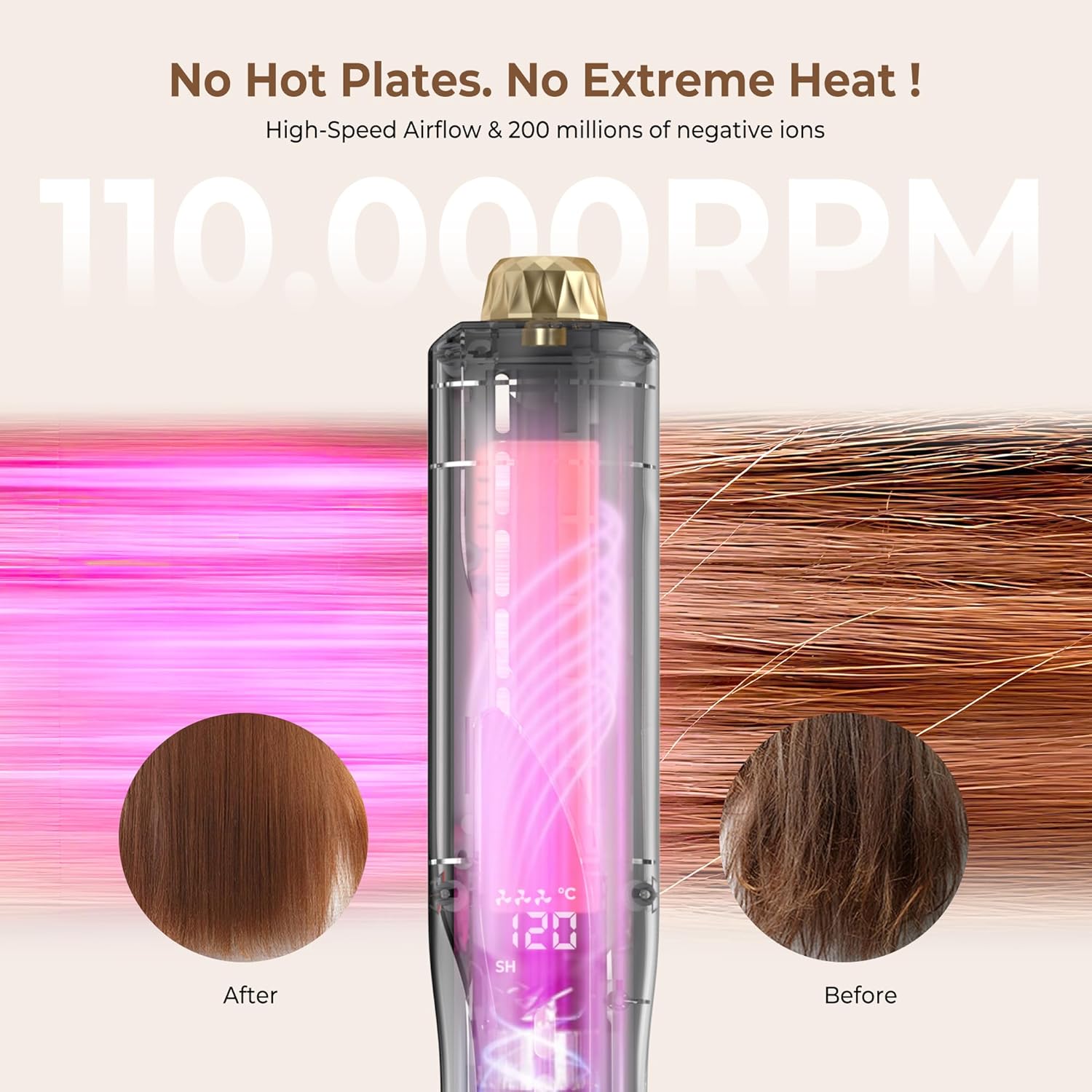 Thumbnail 4 de UKLISS Sèche-Cheveux Lisseur 3 en 1 – Pro Lisseur à Air Ionique et Plasma Coiffage Mouillé à Sec