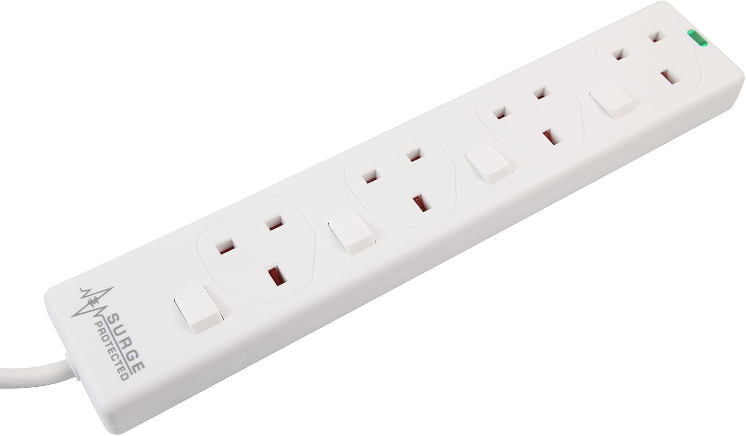 Detalle 2 de PRO ELEC PELB1921 4 Way Individually Switched Surge Protected Extension Lead White, 5m