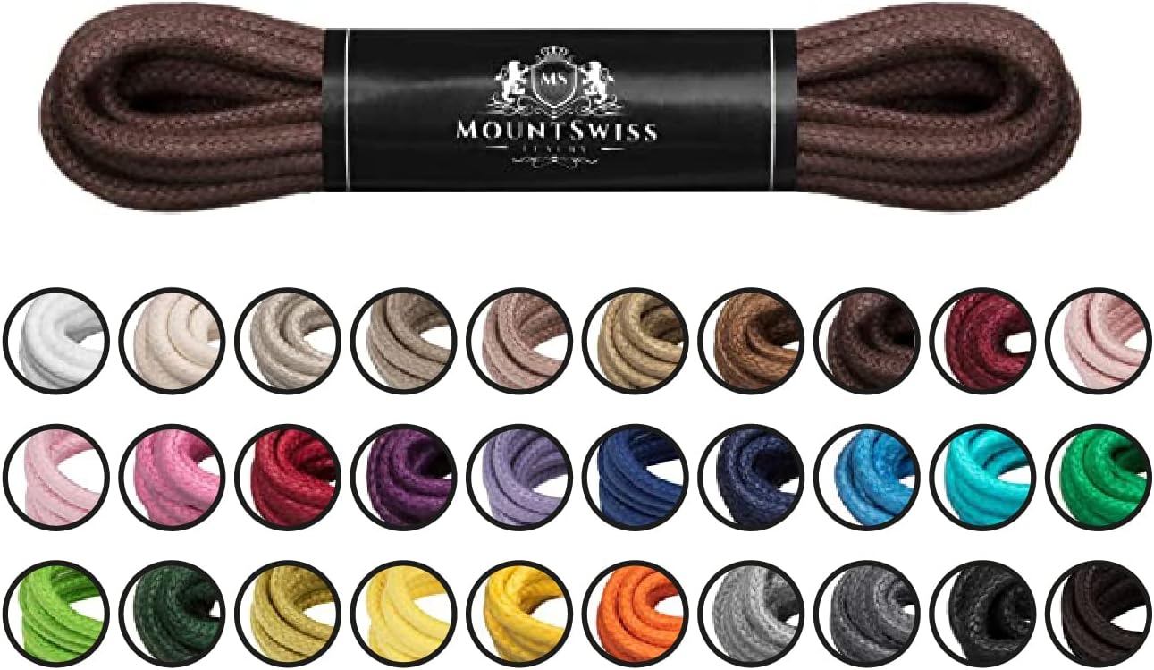 Thumbnail 5 de Lacets ronds cirés en coton tressé Mount Swiss (tailles 45 à 120 cm, Ø 2 & 3 mm) – unisexe