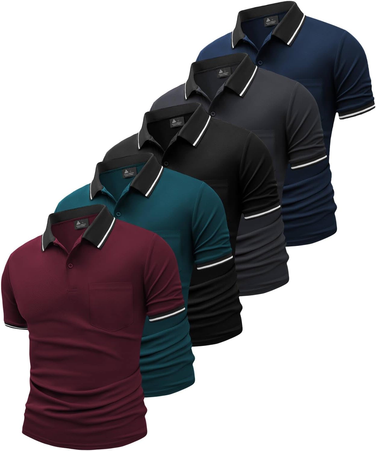 Detalle de GEEK LIGHTING Men's Polo Shirts with Pocket 5 Pack