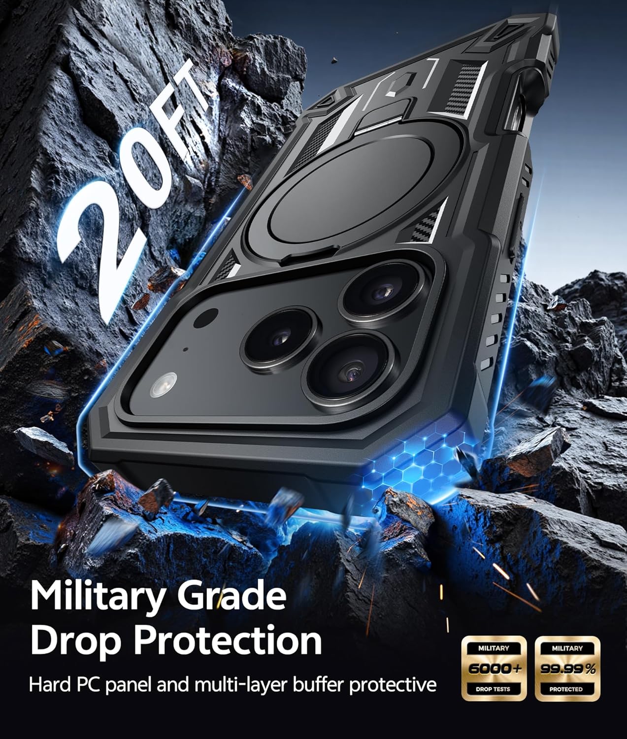 Thumbnail 5 de FNTCASE for iPhone 17 Pro Max Case with Magnetic Ring Stand, Screen Protector and Military-Grade Protection