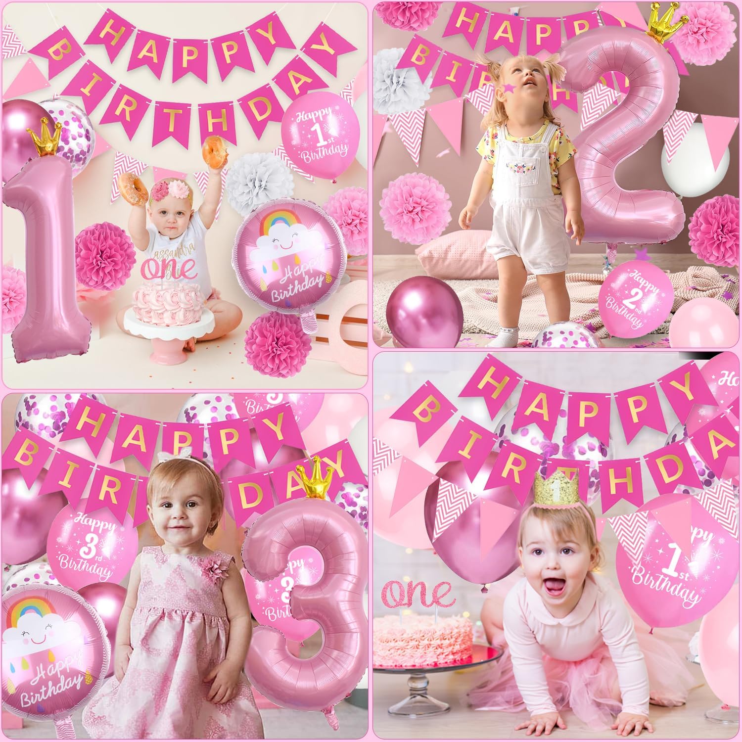 Thumbnail 6 de 2nd Birthday Decorations for Girls Pink Set