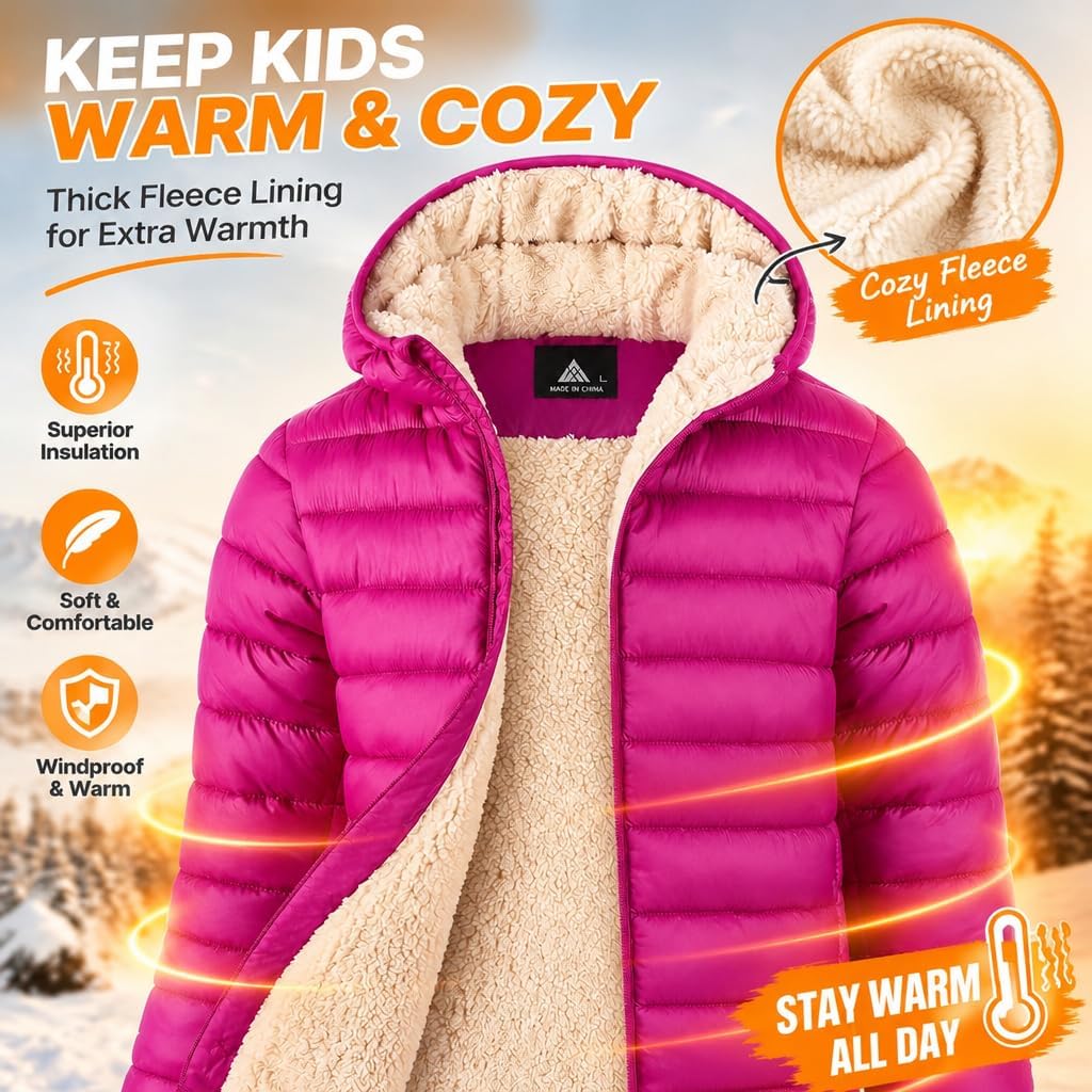 Detalle de WENTTUO Kids Winter Jacket with Hood