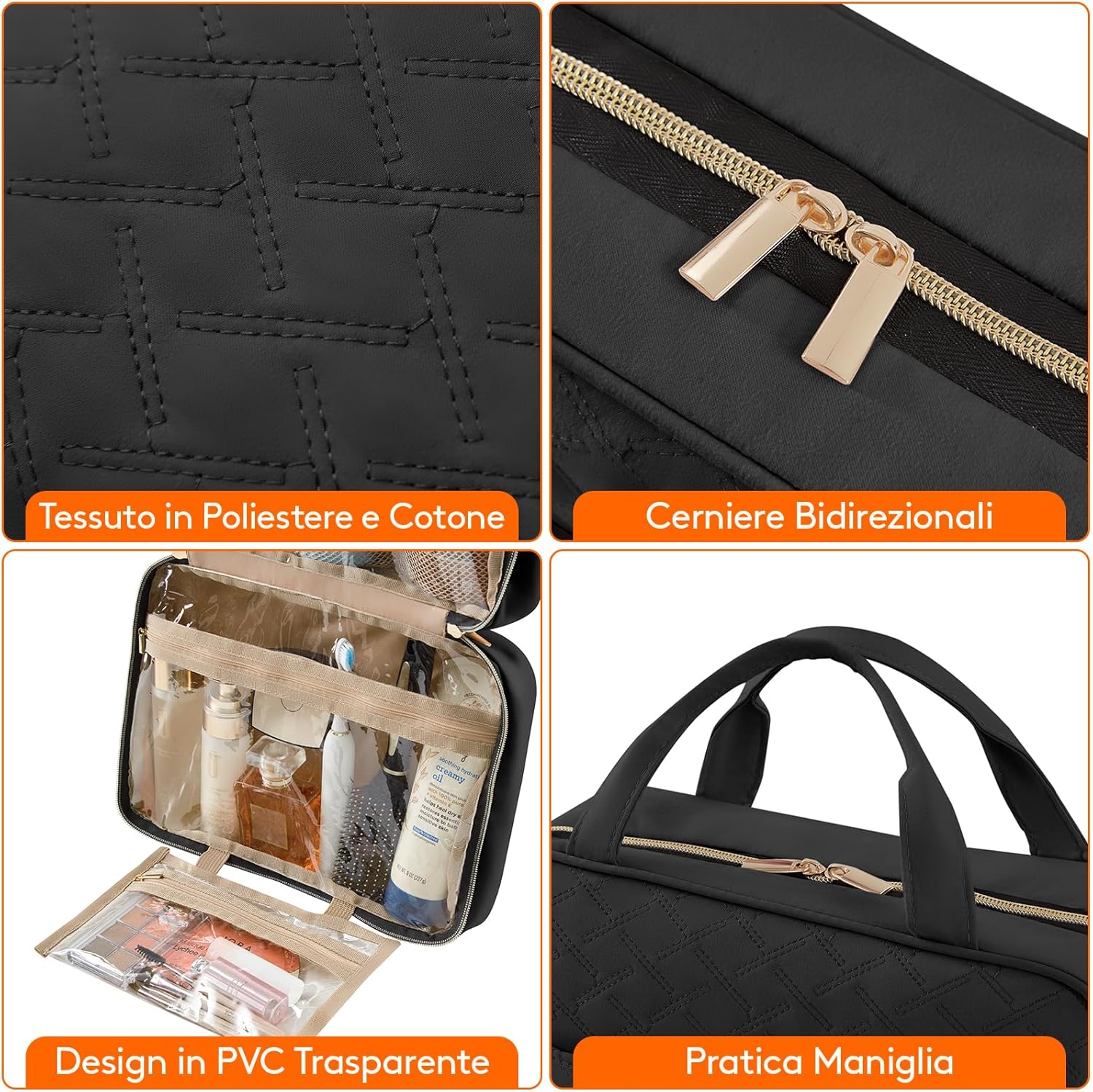 Detalle de Lifewit Beauty Case da Viaggio Donna, Grande – Trousse Appendibile con 4 Scomparti Trasparenti